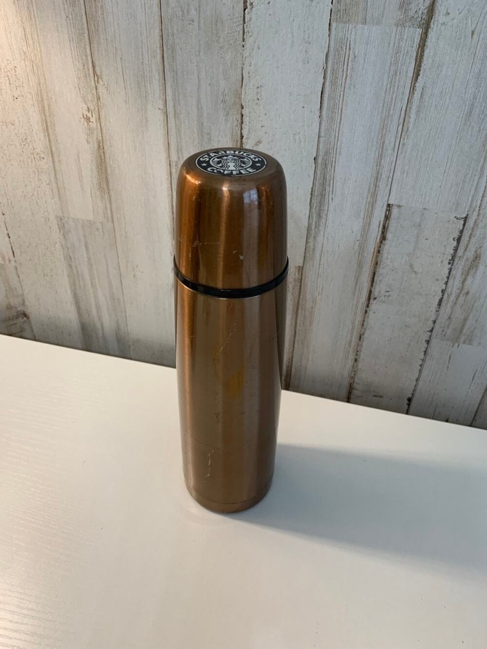 Starbucks Vacuum Insulated Thermos Tumbler Gold w/ Screw Lid